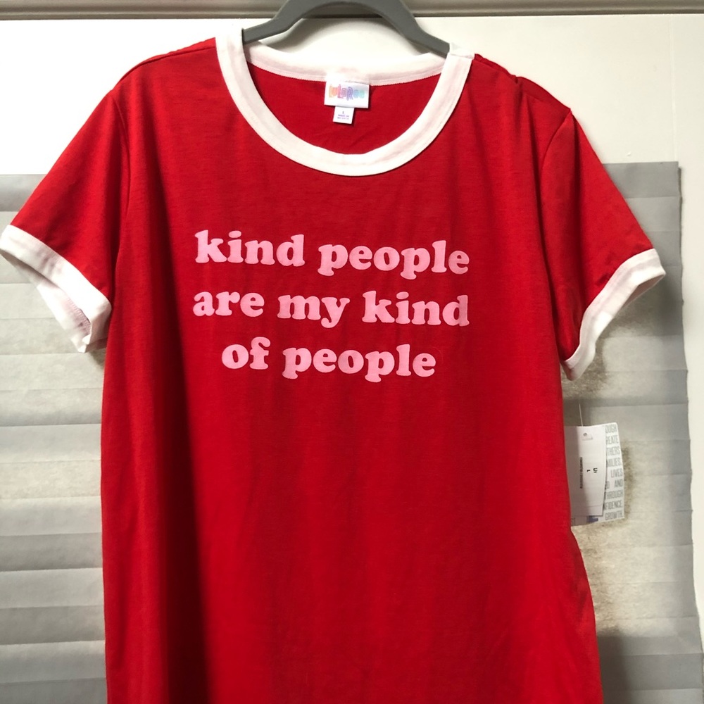 LuLaRoe LIV ringer T-Shirt Red/White LG NWT